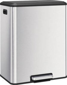 HOMCOM Coș de bucătărie 2 x 30 L, cu pedală, din oțel inoxidabil, găleți detașabile și capac soft-close, argintiu | Aosom Romania