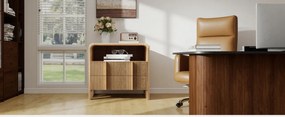 Set 2x Noptiere 55 x 40 x 60 cm, cu 2 sertare si raft, dormitor, Noptiere moderne cu Riflaj - NOM1