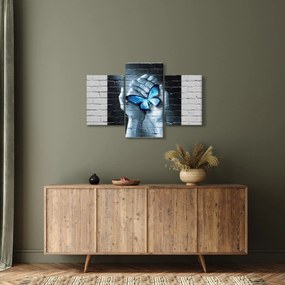 Tablou cu flutere albastru pe perete (90x60 cm)
