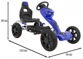 Kart cu pedale pentru copii NOVOKIDS® Adrenaline Kart PRO, 5-8 ani , 122 cm lungime, Carena, Structura metalica, Frana de mana, Functie FreeWheel,