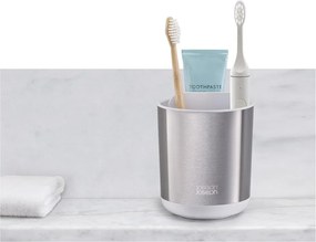 Suport pentru periuța de dinți argintiu din oțel inoxidabil Duo Steel – Joseph Joseph
