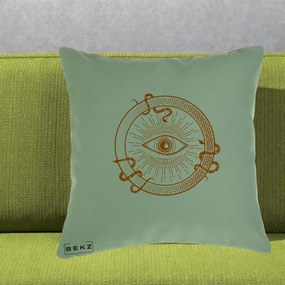 Perna Personalizata Ochiul Providentei Mistic Orange, 40x40 cm, Verde, Husa Detasabila, Perna Inclusa, BEKZ®