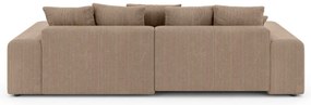 Colțar bej extensibil/cu spațiu de depozitare cu tapițerie din catifea reiată (cu colț variabil) Luma – Ropez