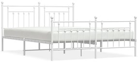 353608 vidaXL Cadru de pat metalic cu tăblie de cap/picioare, alb, 180x200 cm