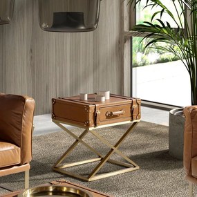 Masuta auxiliara LUX design italian Cowhide camel