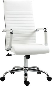Vinsetto Scaun de birou ergonomic din piele ecologică, cu rotire și balans, 54x62x104-114 cm, alb | Aosom Romania