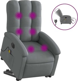 vidaXL Fotoliu electric masaj rabatabil cu ridicare, gri închis textil