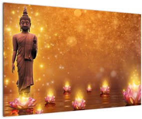 Tablou - Buddha în sclipici auriu (90x60 cm)