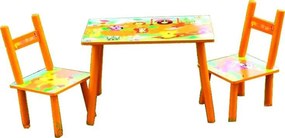 Masuta copii din MDF cu doua scaune Novokids™ My first table, dimensiuni 59X39X40, suprafata lucioasa, Portocaliu