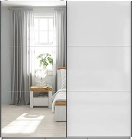 Dulap TETRIX, alb lucios, PAL, cu 2 usi si oglinda, 183x60x196 cm
