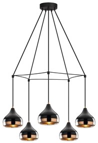 Candelabru pe cablu YILDO 5xE27/40W/230V negru/cupru