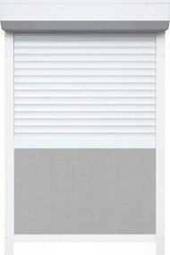 Rulou Exterior Aluminiu Alb cu Plasă Insecte – Acționare Manuală