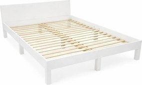 Pat matrimonial alb din lemn masiv de fag cu somieră 140x200 cm Dabi – Ragaba