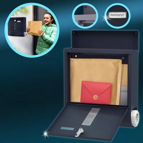 Cutie poștală cu tub pentru ziare POST, 30,5x10x33,5cm, antracit Monzana