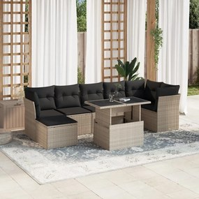 3266752 vidaXL Set mobilier de grădină cu perne, 8 piese gri deschis poliratan