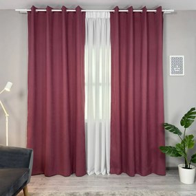 Set două Draperii (Opacitate 90-100%), Material tip Canvas (Model uni), Gata lucrate (Inele galerie), Culoare Vișiniu (Burgundy), Dimensiuni draperie 160x260 cm (x2), Brand Originalio