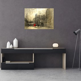 Tablou pe sticlă - Schiță a orașului (70x50 cm)