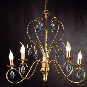 Candelabru 5 brate stil clasic cu cristale K9 Alessia auriu