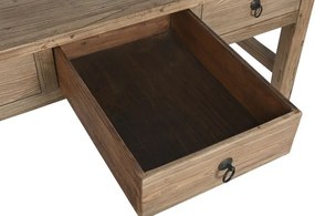 Masă dining din lemn masiv de ulm, natur, 6 locuri, cu 3 sertare, 85 x 169 x 75 cm, „Étable”
