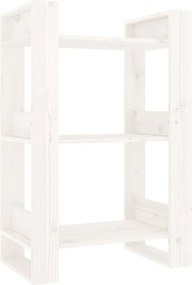 vidaXL Bibliotecă/Separator cameră, alb,60x35x91 cm, lemn masiv pin