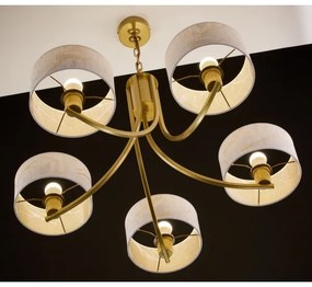 Jupiter 2097 - Candelabru suspendat pe lanț ARTHUR 5xE27/15W/230V alb/auriu/decor marmură