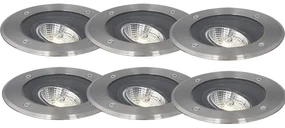 Set de 6 spoturi moderne pentru exterior, cu montaj sol, din oțel AR70 reglabile IP65 - Delux