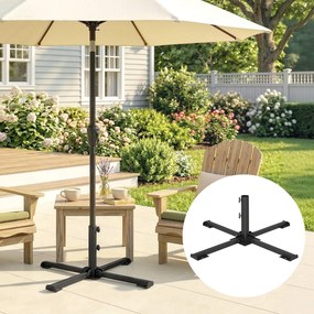 Outsunny Suport pentru umbrelă pliabil, diametru tijă 38 și 48 mm, suport în cruce pentru umbrele, gri închis | Aosom Romania