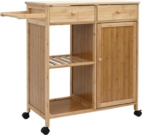 vidaXL Cărucior de bucătărie cu roți natural 90,5 x 36 x 86,5 cm