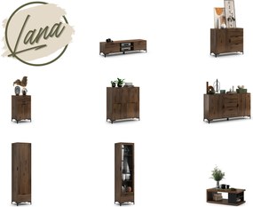 Mazzoni Măsuță LANA S-110 Nuc Elegant / Negru - MĂSUȚĂ DE CAFEA CU RAFT