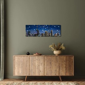 Tablou - Municipiul nocturn (cu ceas) (90x30 cm)