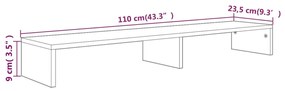 Suport pentru monitor gri sonoma 110x23,5x12 cm lemn prelucrat sonoma gri, 110 x 23.5 x 12 cm, 1