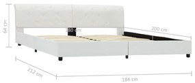 Cadru de pat, alb, 180 x 200 cm, piele ecologica Alb, 180 x 200 cm