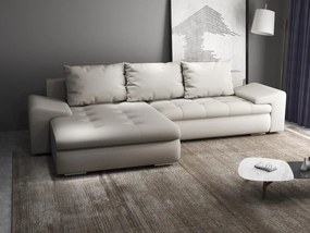 Colțar extensibil dumonde cu ladă de depozitare si sezut confortabil din spuma high-density, Leonardo Enjoy Bej 260x185 cm