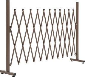 Outsunny Gard de Grădină cu Lățime Reglabilă, Gard de Grădină Multifuncțional din Metal și Aluminiu, 300x31x103,5 cm, Maro Închis