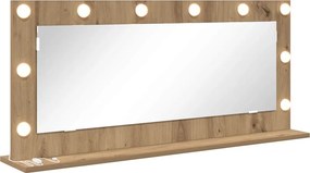 vidaXL Oglindă de toaletă cu oglindă Stejar Artizanal 100 x 45 x 18 cm