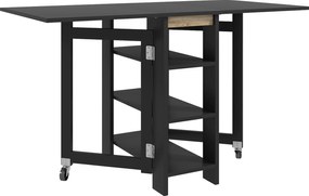 HOMCOM Masă pentru bucătărie masă de dining pliabilă detașabilă 3 etajere 2 blaturi rabatabile design modern 120 x 60 x 75 cm negru | Aosom Romania