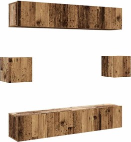vidaXL Set dulap TV 6 piese montat pe perete lemn vechi lemn prelucrat