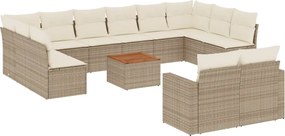 vidaXL Set canapele de grădină, 13 piese, cu perne, bej, poliratan