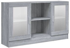 815628 vidaXL Dulap vitrină, gri sonoma, 120x30,5x70 cm, lemn prelucrat