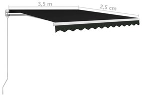 Copertina retractabila manual, antracit, 350 x 250 cm Antracit, 350 x 250 cm