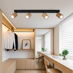 Brilagi - Spot MODERN WOOD 4xGU10/8W/230V lemn de cauciuc/negru