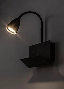 Aplica de perete cu spot directionabil si port USB Tacito negru