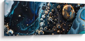 Tablou - Picături de cerneală (cu ceas) (90x30 cm)