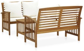 3057976 vidaXL Set mobilier grădină cu perne, 3 piese, lemn masiv de acacia
