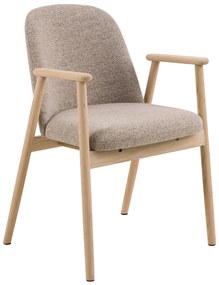 MAZZONI EXPORT RODERIC Bej Latte (material Monza 60)/cadru stejar uleiat - SCAUN DE LEMN BOUCLÉ PENTRU SUFRAGERIE LIVING BUCĂTĂRIE RETRO