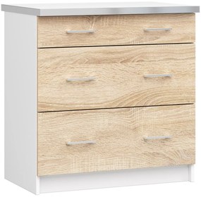Dulap inferior de bucătărie Lula s80 sz3 (Alb mat + stejar sonoma). 1068768