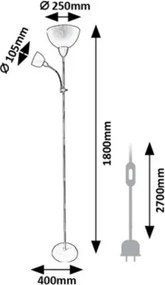 Rabalux 74103 - Lampadar ACTION PRO, 1xE27/60W/230V + 1xE14/25W, bej