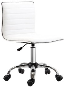 HOMCOM Scaun birou fără brațe, scaun de birou, înălțime reglabilă, șezut și spătar căptușite, 48x52x78-90cm, alb | Aosom Romania