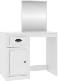 vidaXL Masă de toaletă cu oglindă, alb, 90x50x132,5 cm, lemn prelucrat