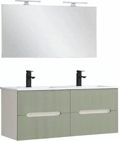 Trent Mobilier de baie 120 cm lavoar ceramic cu oglindă 60x120 cm alb-verde